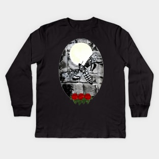 Deaths Head Moth in the Moonlight Kids Long Sleeve T-Shirt